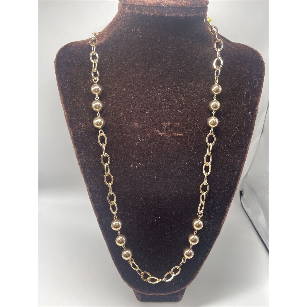 Northcrest Gold Tone Ball & Chain Link Long Necklace New